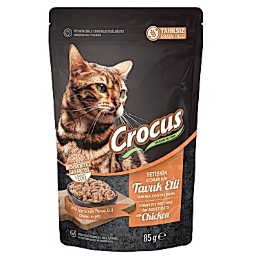 Crocus Tahılsız Kedi Tavuklu Pouch Jöleli Yaş Mama 85 G